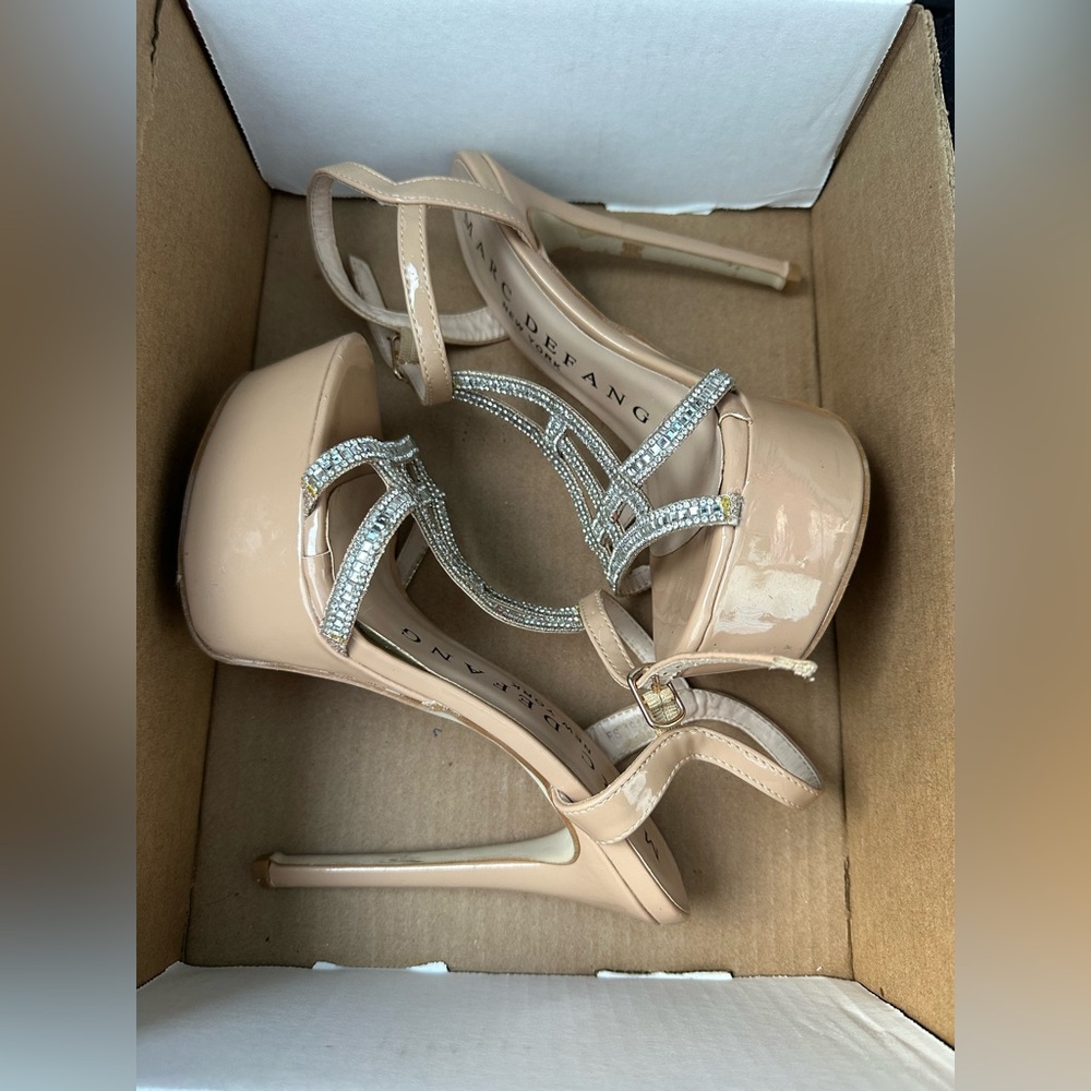 Elegant Nude Strappy Heels with Rhinestones